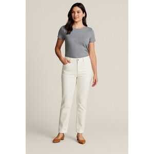 Lands End Women’s Size 12 White Straight Leg Mid Rise Jean Cotton Blend Capsule